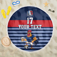 Custom France Football Beach Blanket Blue Gallic Rooster Mascot
