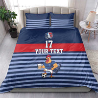 Custom France Football Bedding Set Blue Gallic Rooster Mascot