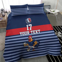 Custom France Football Bedding Set Blue Gallic Rooster Mascot