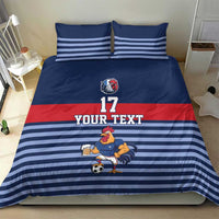 Custom France Football Bedding Set Blue Gallic Rooster Mascot