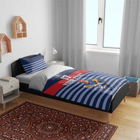 Custom France Football Bedding Set Blue Gallic Rooster Mascot