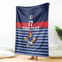 Custom France Football Blanket Blue Gallic Rooster Mascot