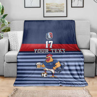 Custom France Football Blanket Blue Gallic Rooster Mascot