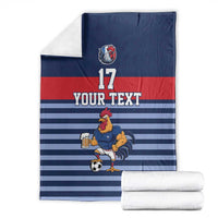 Custom France Football Blanket Blue Gallic Rooster Mascot