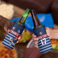 Custom France Football 4 in 1 Can Cooler Tumbler Blue Gallic Rooster Mascot