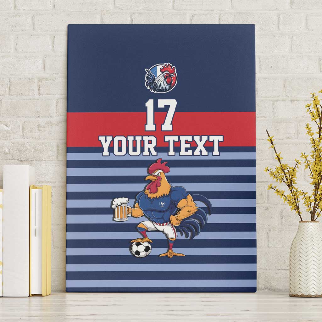 Custom France Football Canvas Wall Art Blue Gallic Rooster Mascot