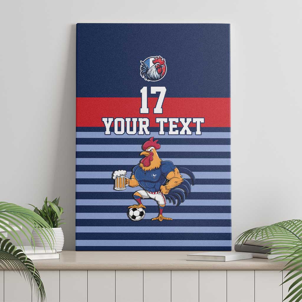 Custom France Football Canvas Wall Art Blue Gallic Rooster Mascot
