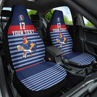 Custom France Football Car Seat Cover Blue Gallic Rooster Mascot