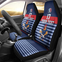 Custom France Football Car Seat Cover Blue Gallic Rooster Mascot