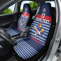 Custom France Football Car Seat Cover Blue Gallic Rooster Mascot