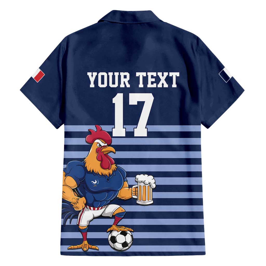Custom France Football Family Matching Long Sleeve Bodycon Dress and Hawaiian Shirt Blue Gallic Rooster Mascot