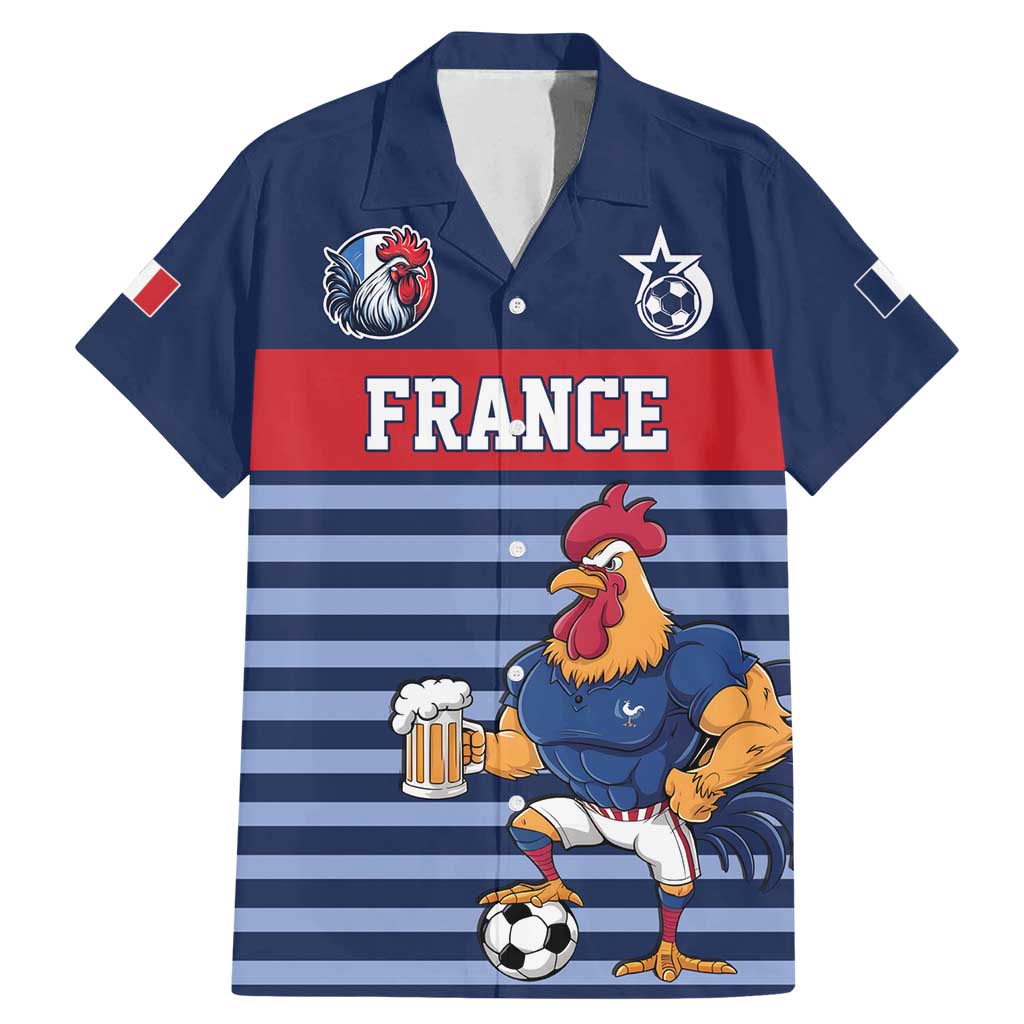 Custom France Football Family Matching Mermaid Dress and Hawaiian Shirt Blue Gallic Rooster Mascot