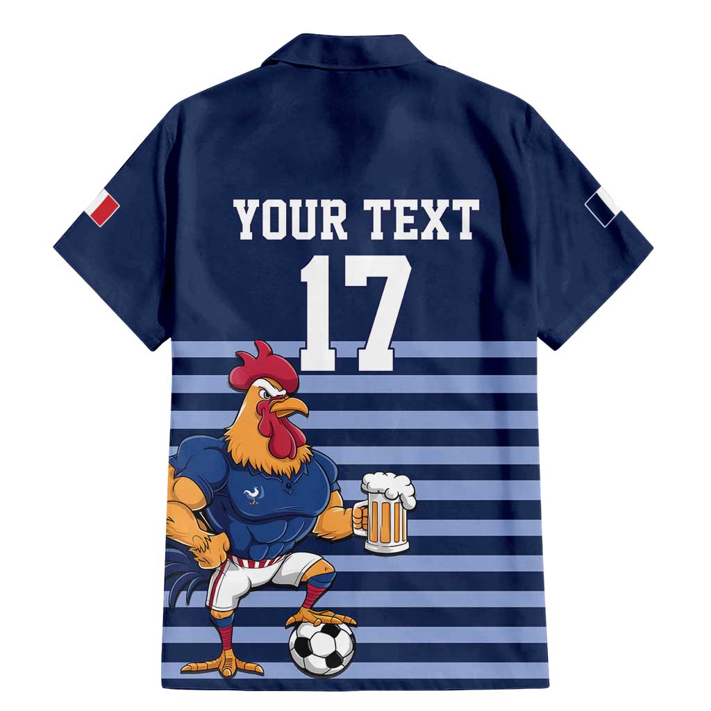 Custom France Football Family Matching Mermaid Dress and Hawaiian Shirt Blue Gallic Rooster Mascot