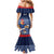 Custom France Football Family Matching Mermaid Dress and Hawaiian Shirt Blue Gallic Rooster Mascot