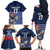 Custom France Football Family Matching Off The Shoulder Long Sleeve Dress and Hawaiian Shirt Blue Gallic Rooster Mascot