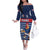 Custom France Football Family Matching Off The Shoulder Long Sleeve Dress and Hawaiian Shirt Blue Gallic Rooster Mascot