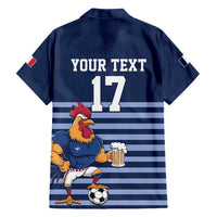 Custom France Football Family Matching Off Shoulder Maxi Dress and Hawaiian Shirt Blue Gallic Rooster Mascot