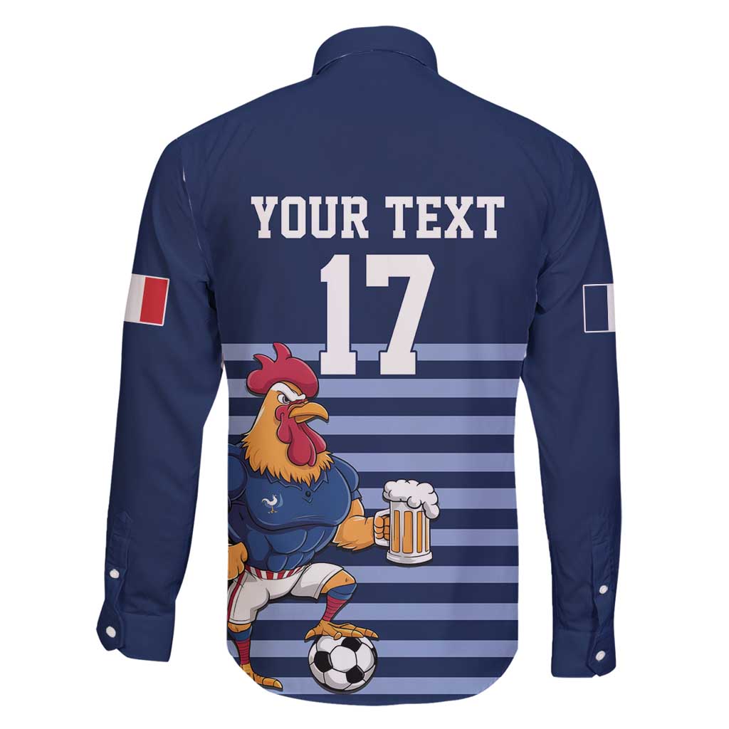 Custom France Football Family Matching Puletasi and Hawaiian Shirt Blue Gallic Rooster Mascot