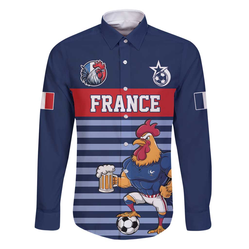 Custom France Football Family Matching Tank Maxi Dress and Hawaiian Shirt Blue Gallic Rooster Mascot