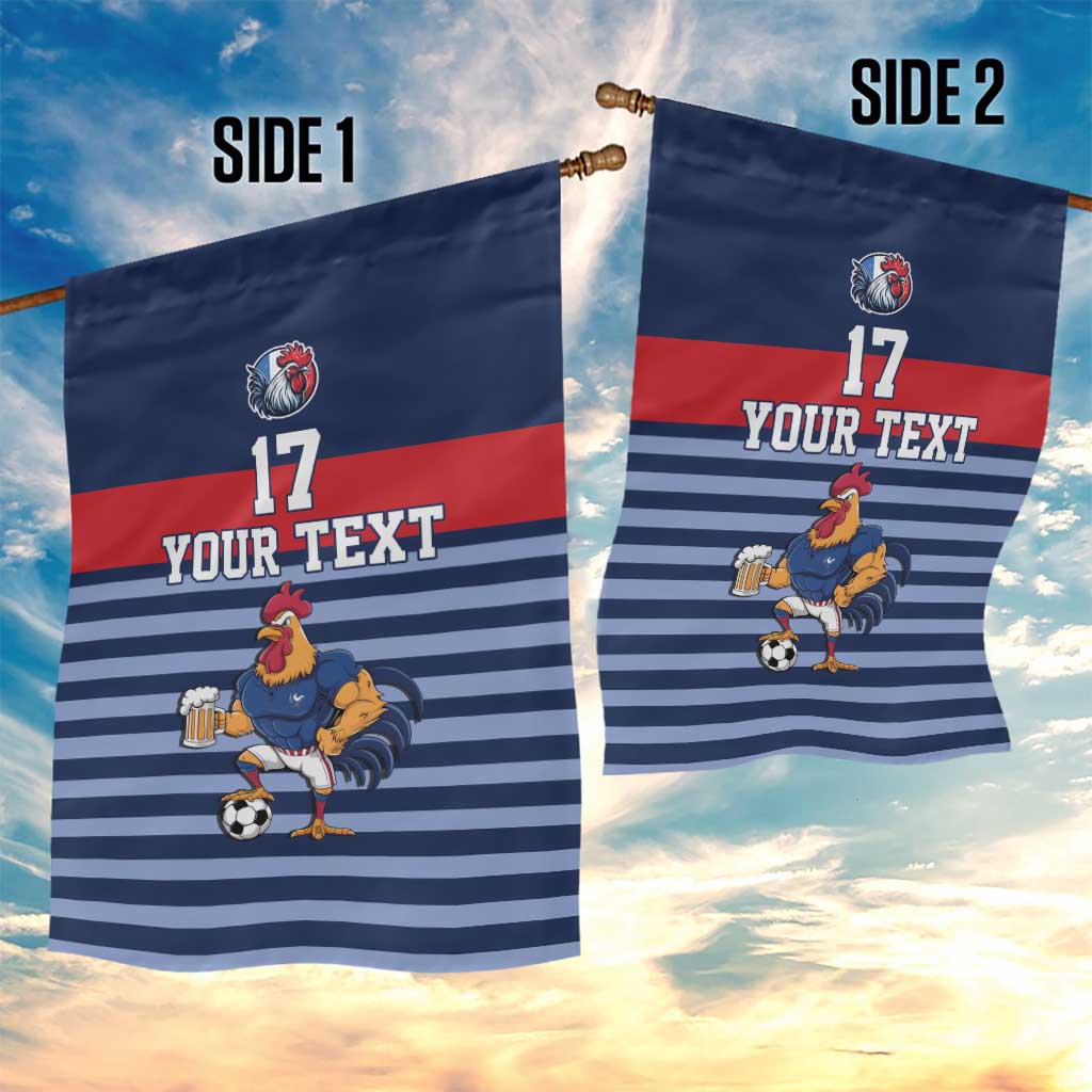 Custom France Football Garden Flag Blue Gallic Rooster Mascot