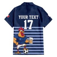 Custom France Football Hawaiian Shirt Blue Gallic Rooster Mascot