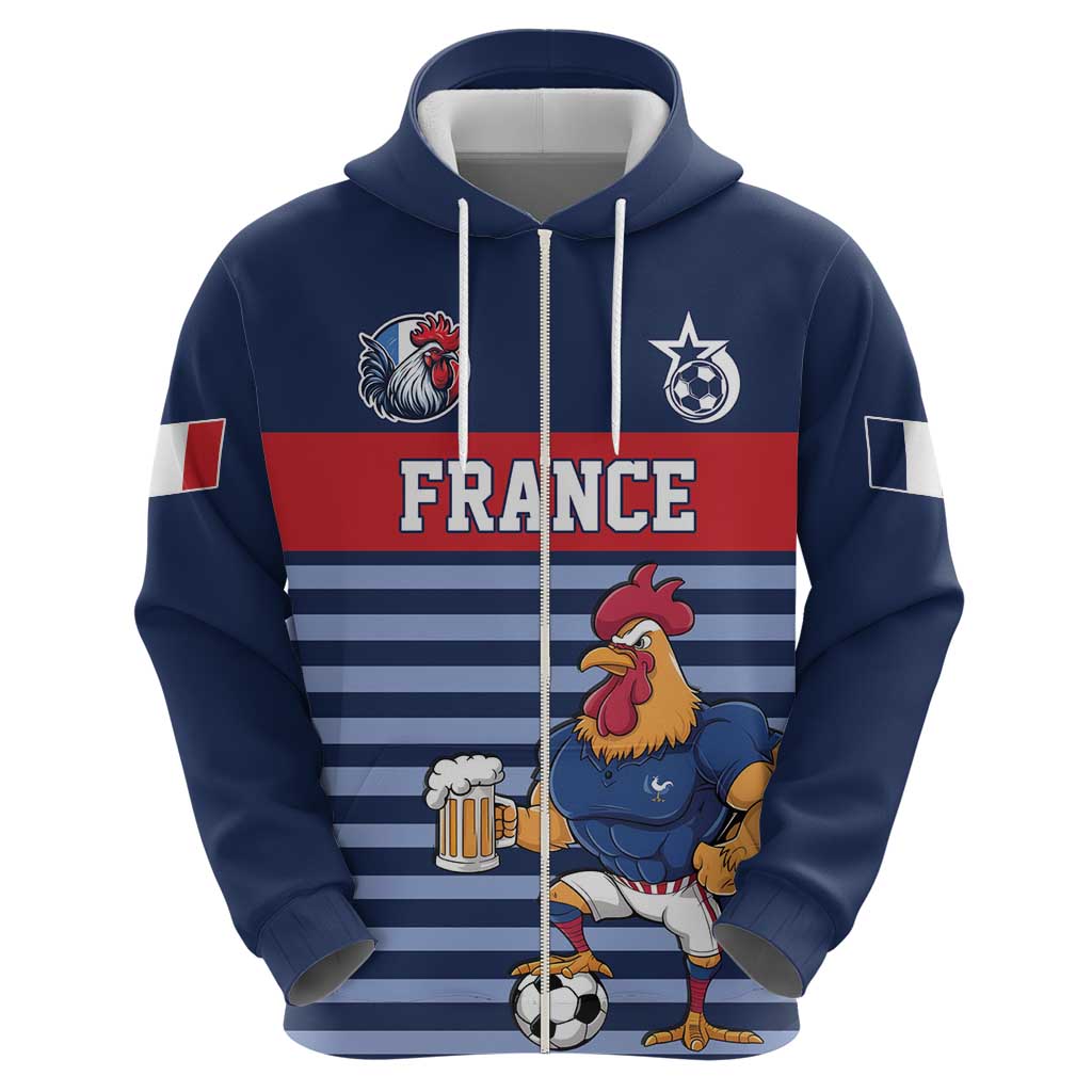Custom France Football Hoodie Blue Gallic Rooster Mascot