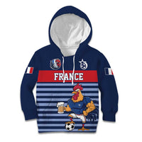 Custom France Football Kid Hoodie Blue Gallic Rooster Mascot