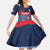 Custom France Football Kid Short Sleeve Dress Blue Gallic Rooster Mascot
