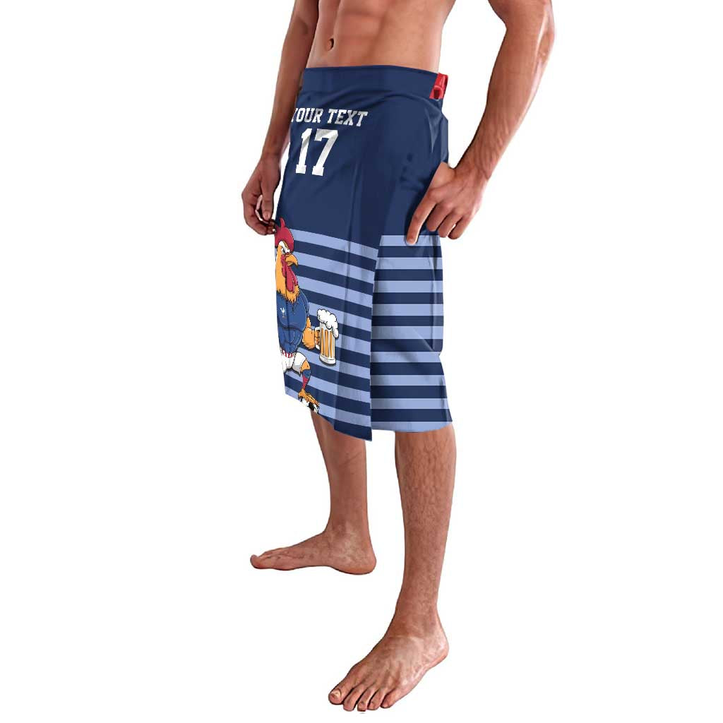 Custom France Football Lavalava Blue Gallic Rooster Mascot