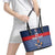 Custom France Football Leather Tote Bag Blue Gallic Rooster Mascot