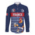 Custom France Football Long Sleeve Button Shirt Blue Gallic Rooster Mascot