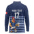 Custom France Football Long Sleeve Polo Shirt Blue Gallic Rooster Mascot