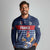 Custom France Football Long Sleeve Polo Shirt Blue Gallic Rooster Mascot