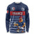Custom France Football Long Sleeve Shirt Blue Gallic Rooster Mascot