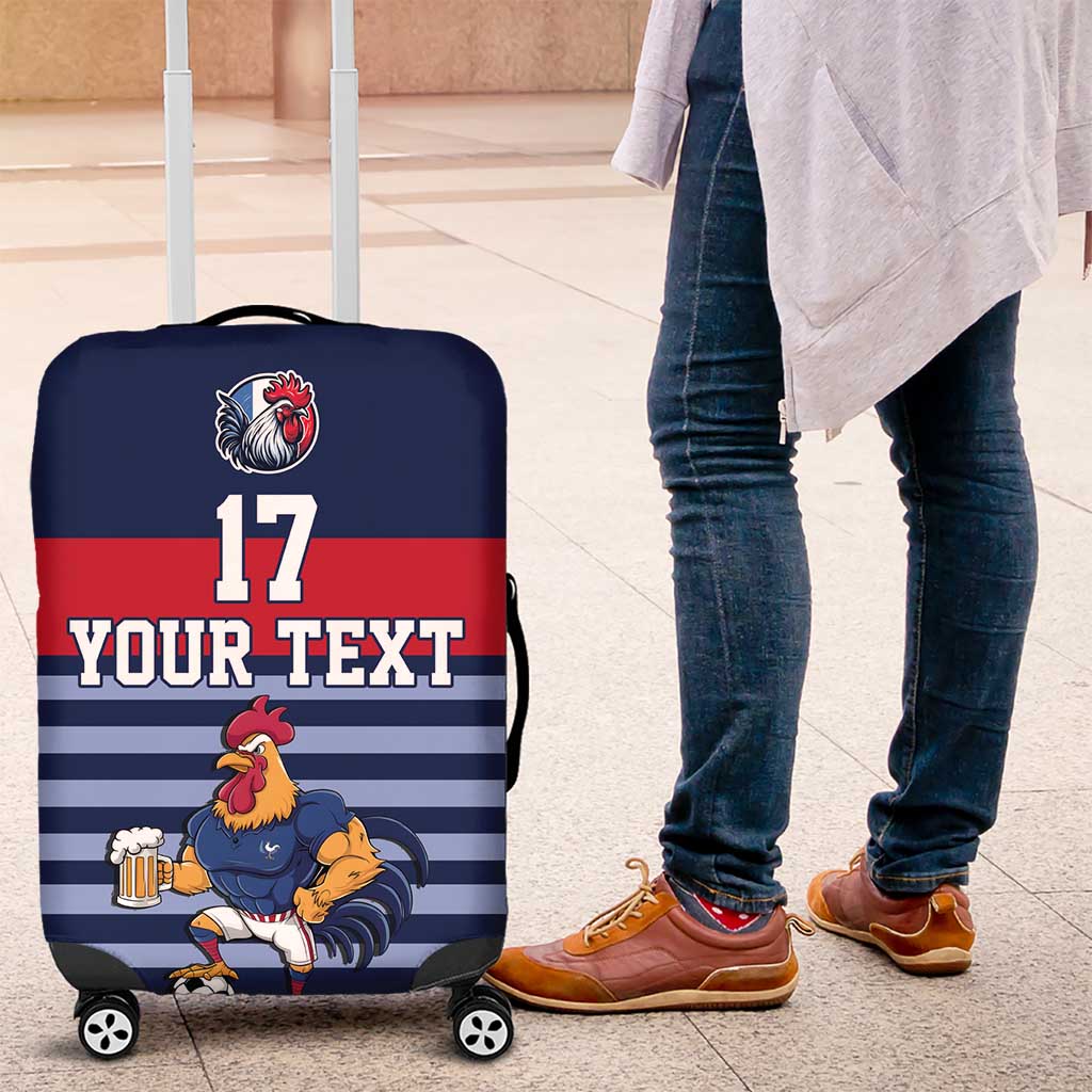 Custom France Football Luggage Cover Blue Gallic Rooster Mascot