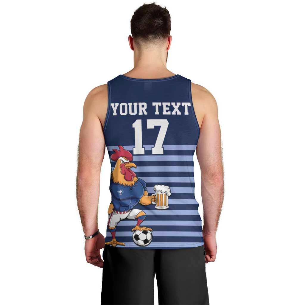 Custom France Football Men Tank Top Blue Gallic Rooster Mascot