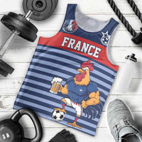 Custom France Football Men Tank Top Blue Gallic Rooster Mascot
