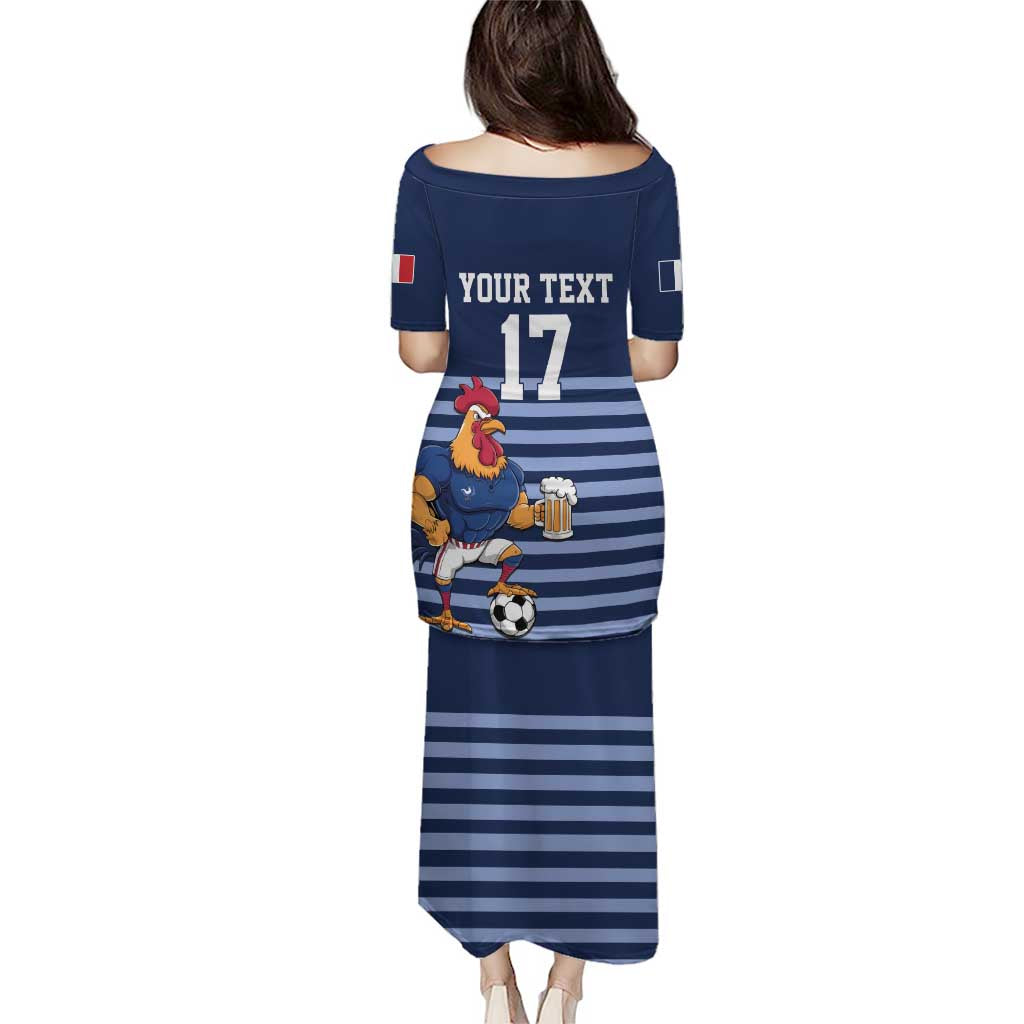 Custom France Football Puletasi Blue Gallic Rooster Mascot