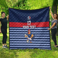 Custom France Football Quilt Blue Gallic Rooster Mascot