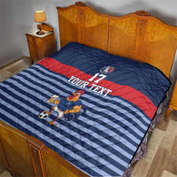 Custom France Football Quilt Blue Gallic Rooster Mascot