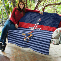 Custom France Football Quilt Blue Gallic Rooster Mascot