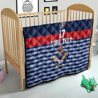 Custom France Football Quilt Blue Gallic Rooster Mascot