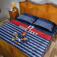 Custom France Football Quilt Bed Set Blue Gallic Rooster Mascot