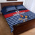 Custom France Football Quilt Bed Set Blue Gallic Rooster Mascot