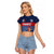 Custom France Football Raglan Cropped T Shirt Blue Gallic Rooster Mascot