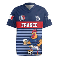 Custom France Football Rugby Jersey Blue Gallic Rooster Mascot