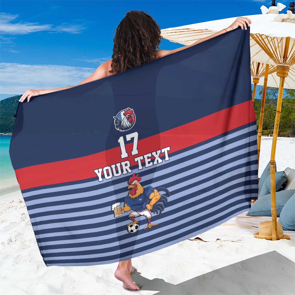 Custom France Football Sarong Blue Gallic Rooster Mascot