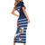 Custom France Football Short Sleeve Bodycon Dress Blue Gallic Rooster Mascot