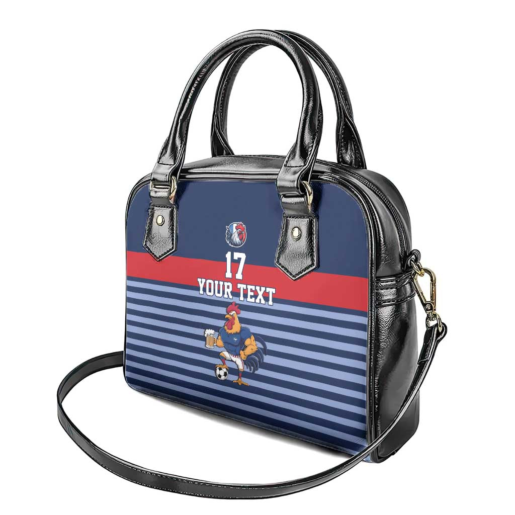 Custom France Football Shoulder Handbag Blue Gallic Rooster Mascot