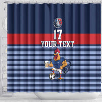 Custom France Football Shower Curtain Blue Gallic Rooster Mascot
